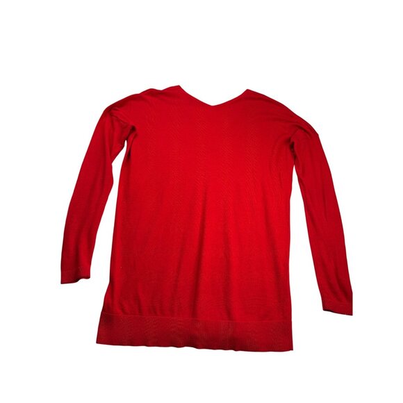 Express Womens V-Neck Sweater Size S Red Drop Shoulder Lightweight - Picture 4 of 7